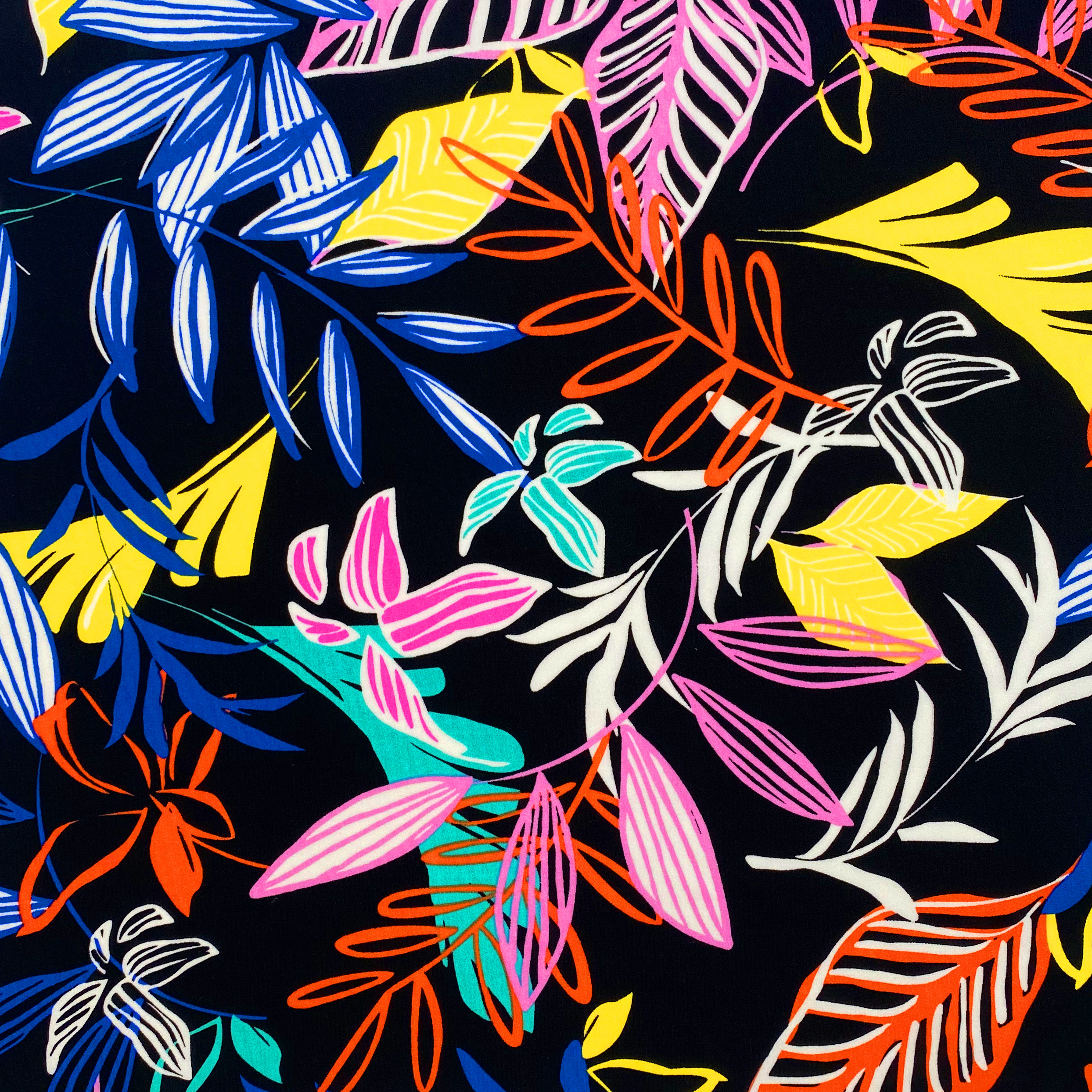 TISSU EN NYLON INTERLOCK IMPRIMÉ FEUILLES